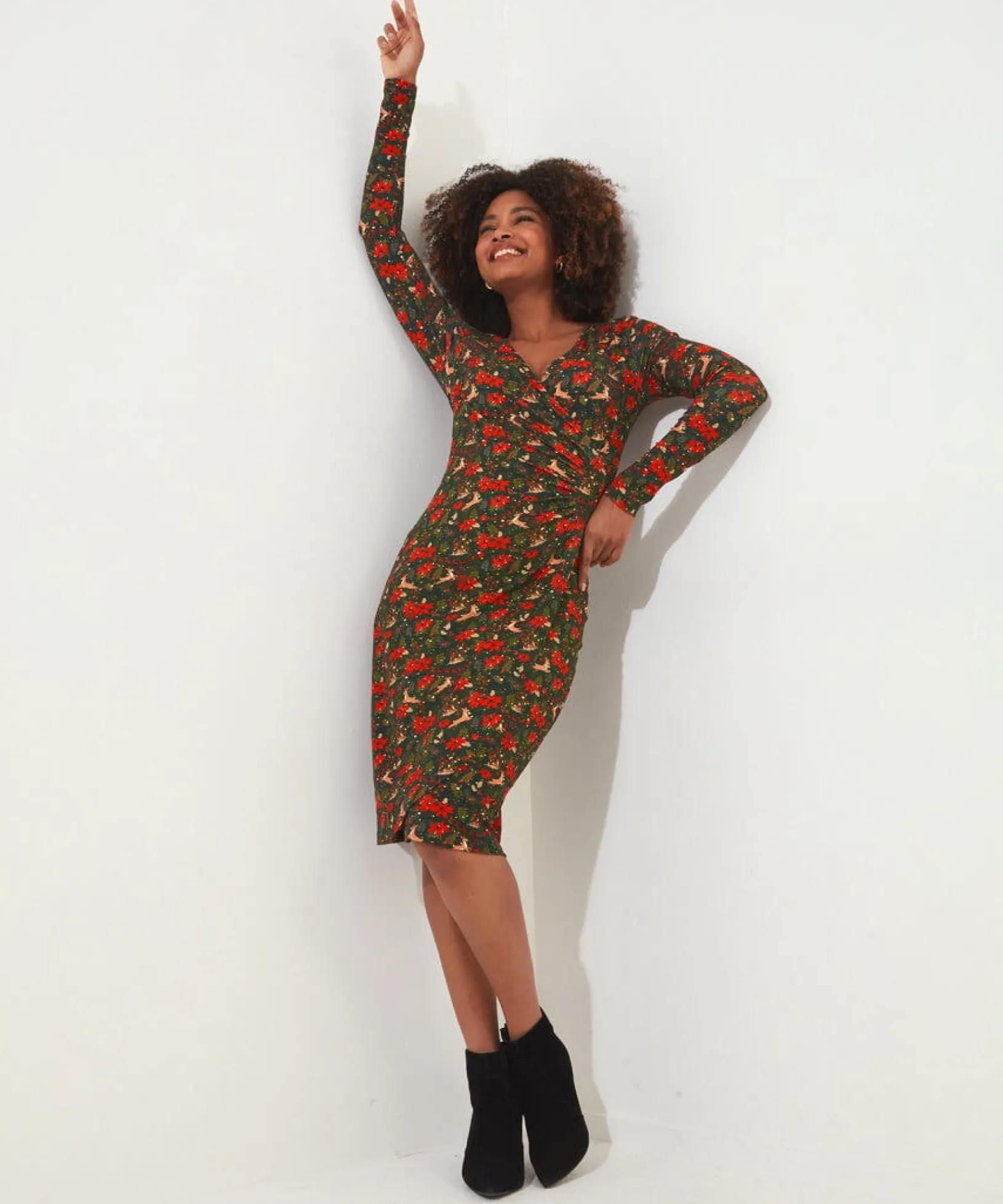 fabulously_festive_wrap_d_0.webp Party Dresses | Occasion Outfits | Dresses | Half Price Christmas Styles | Sale Dresses | Top Picks | Top Picks | Women's | Women's | Women's Joe Browns Fabulously Festive Wrap Dress Green