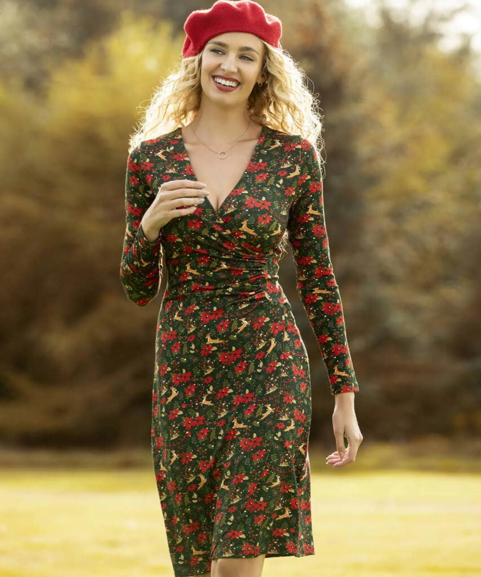 fabulously_festive_wrap_d_2.webp Party Dresses | Occasion Outfits | Dresses | Half Price Christmas Styles | Sale Dresses | Top Picks | Top Picks | Women's | Women's | Women's Joe Browns Fabulously Festive Wrap Dress Green