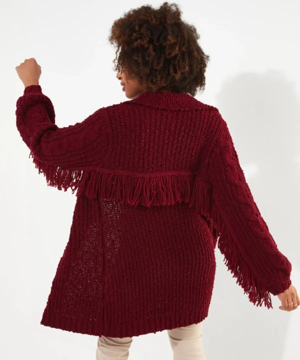 Cardigans & Coatigans | Sale Knitwear & Jumpers | Top Picks | Women's Joe Browns Fabulously Fringed Cardigan Berry