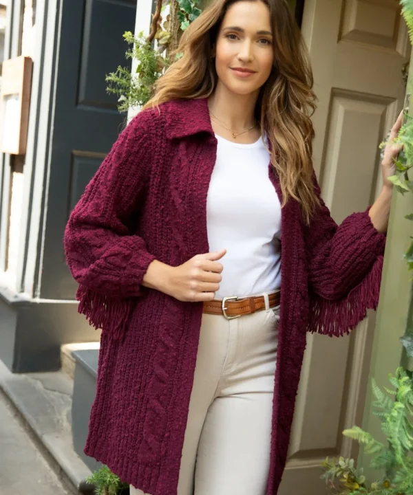Cardigans & Coatigans | Sale Knitwear & Jumpers | Top Picks | Women's Joe Browns Fabulously Fringed Cardigan Berry