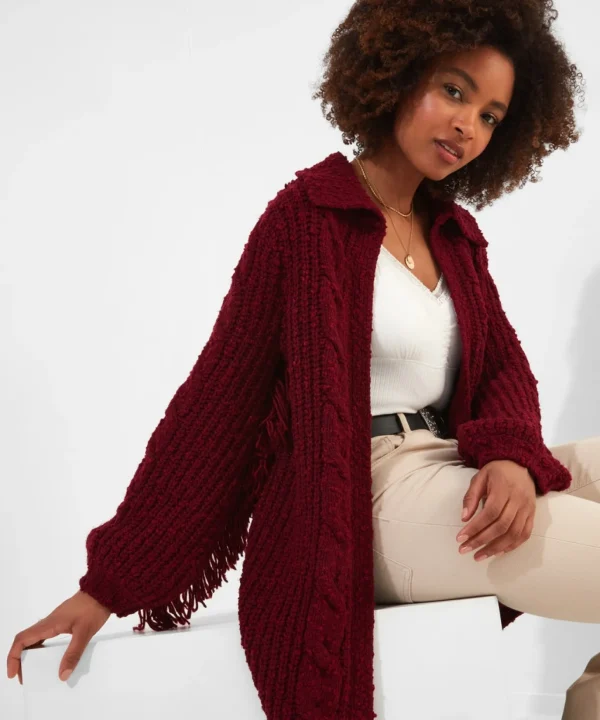 Cardigans & Coatigans | Sale Knitwear & Jumpers | Top Picks | Women's Joe Browns Fabulously Fringed Cardigan Berry