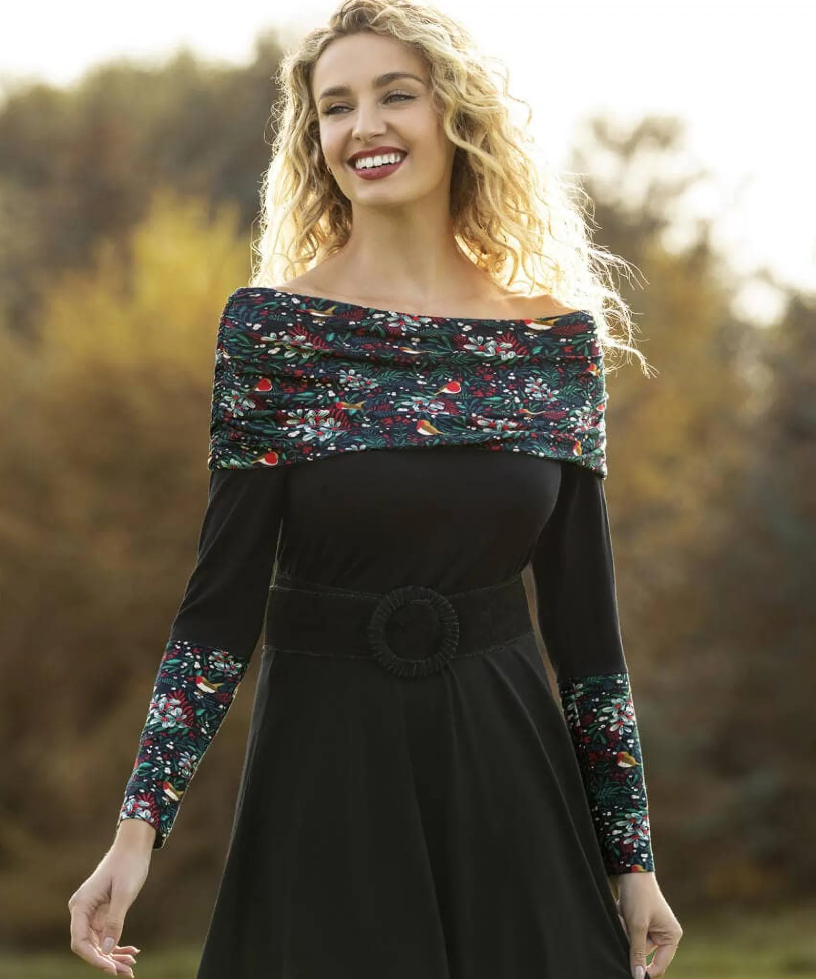 festive_bardot_tunic_5.webp Shop Women's Collection | Tops, Tunics & Blouses | Dresses | Sale Tops, Tunics & Blouses | Top Picks | Women's | Women's | Women's Joe Browns Festive Bardot Tunic Black