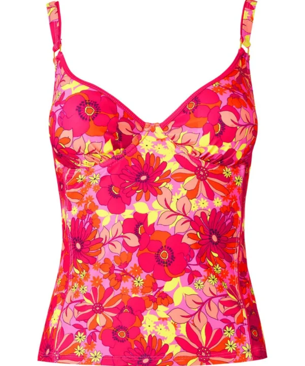 Sale Swimwear | Women's Joe Browns Floral Festival Retro Tankini Top Pink Multi