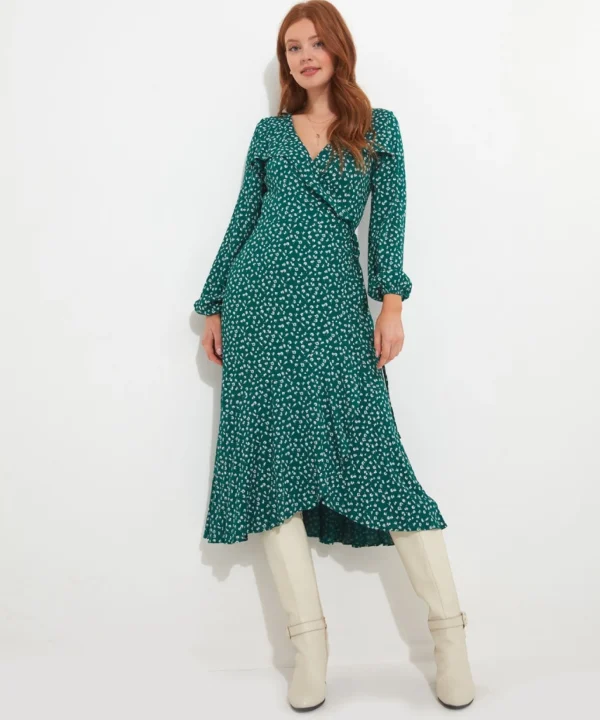 Shop Women's Collection | Midi Dresses | Dresses | Sale Dresses | Top Picks | Top Picks | Women's | Women's Joe Browns Florrie Wrap Frill Dress Green