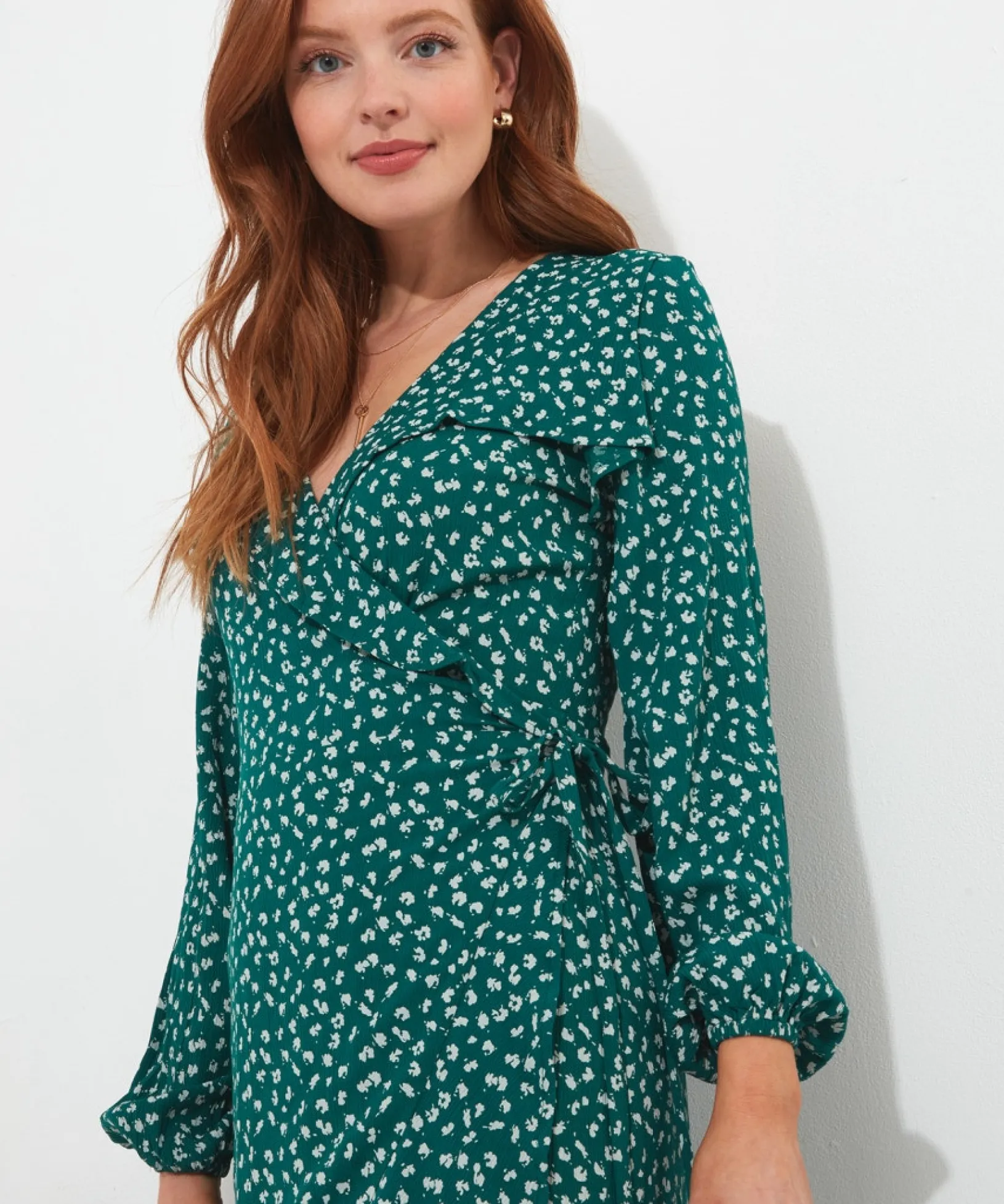 florrie_wrap_frill_dress_2.webp Shop Women's Collection | Midi Dresses | Dresses | Sale Dresses | Top Picks | Top Picks | Women's | Women's Joe Browns Florrie Wrap Frill Dress Green