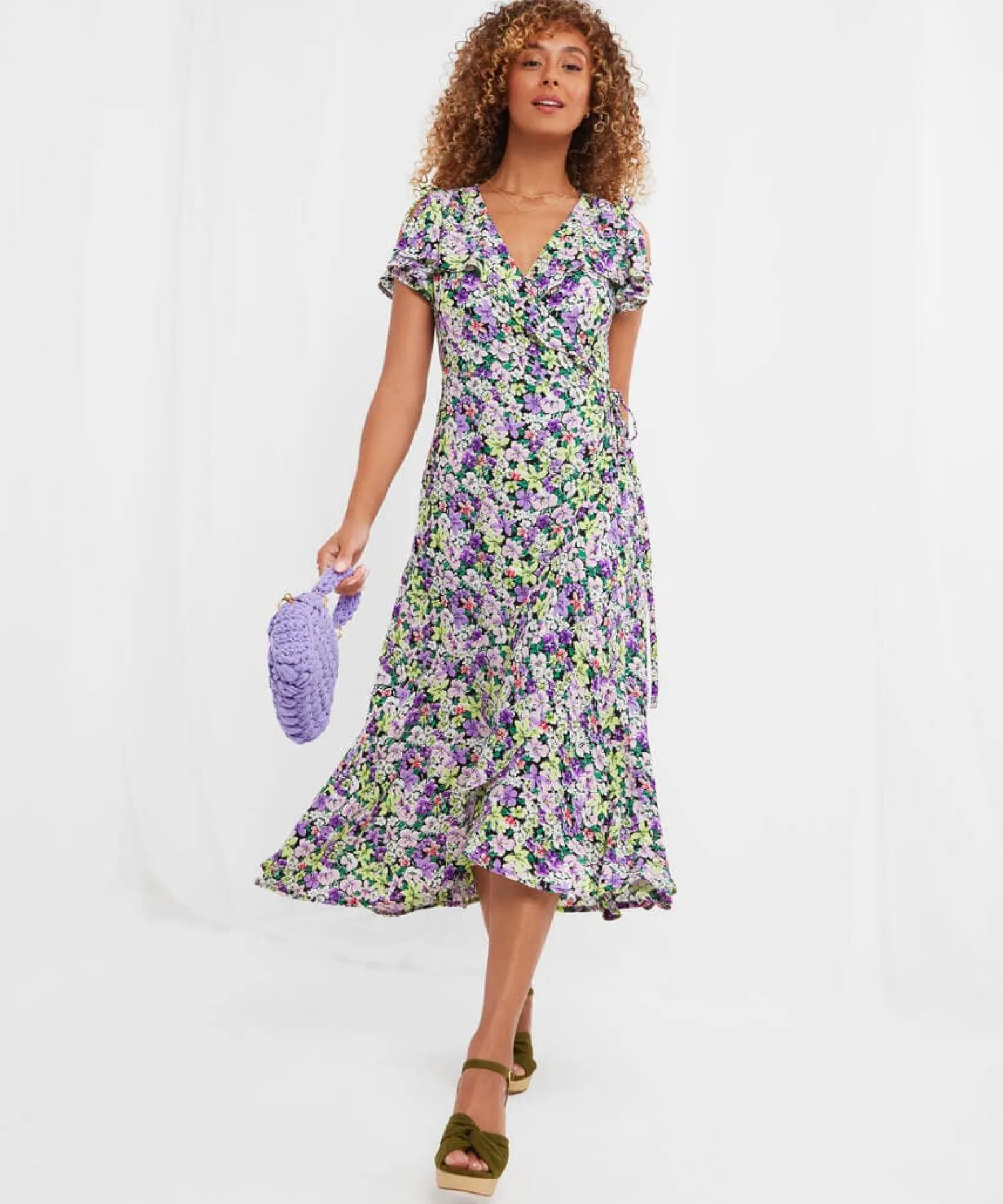 francesca_frill_dress_0.webp Sale Dresses | Women's Joe Browns Francesca Frill Dress Black / Pink