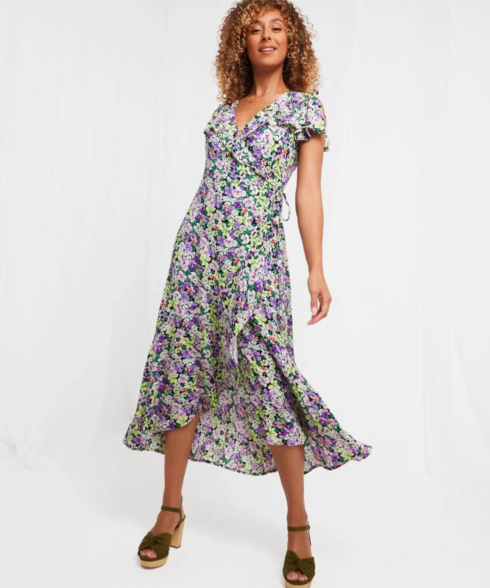 francesca_frill_dress_2.webp Sale Dresses | Women's Joe Browns Francesca Frill Dress Black / Pink