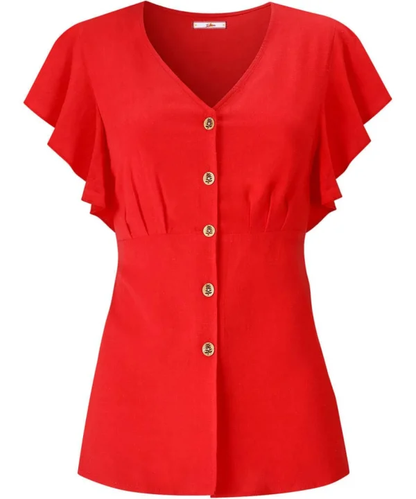 Sale Tops, Tunics & Blouses | Women's Joe Browns Frill Sleeve Blouse Red