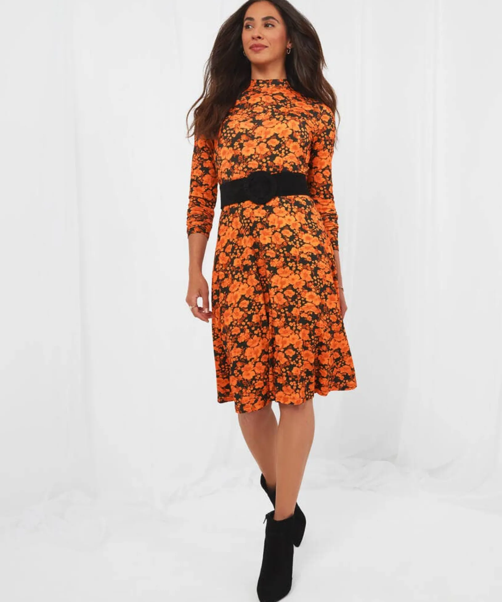 funky_floral_dress_2.webp Shop Women's Collection | Dresses | Sale Dresses | Top Picks | Women's | Women's Joe Browns Funky Floral Dress Orange
