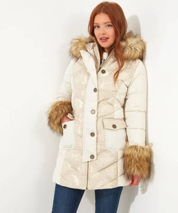 Shop Women's Collection | Coats & Jackets | Top Picks | Women's Joe Browns Fur Trim Puffa Coat Cream
