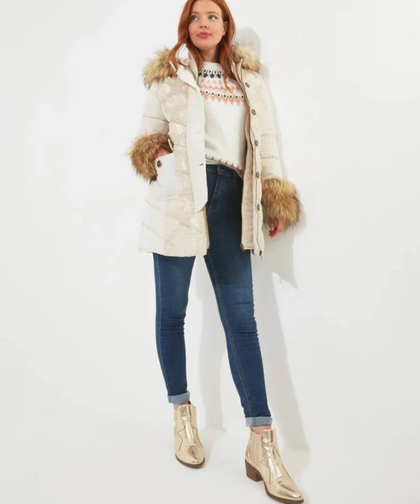Shop Women's Collection | Coats & Jackets | Top Picks | Women's Joe Browns Fur Trim Puffa Coat Cream