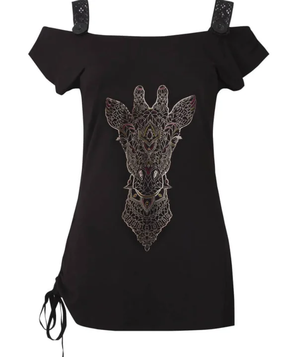 Sale Tops, Tunics & Blouses | Women's Joe Browns Geo Giraffe Graphic Top Black