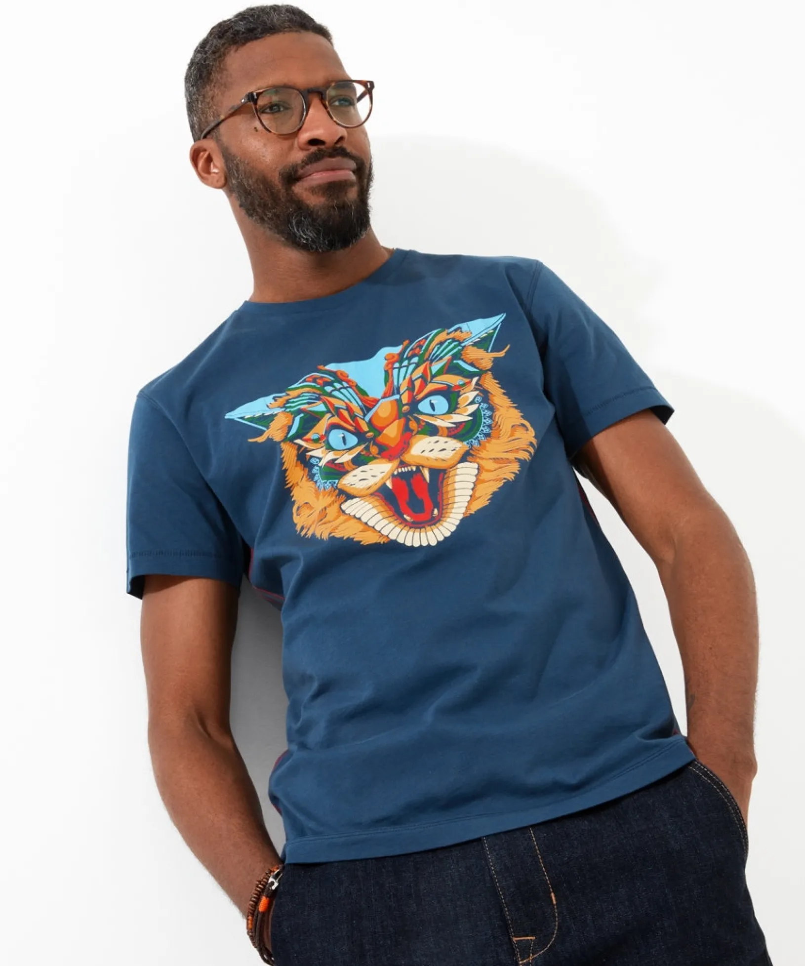 geo_wildcat_tee_0.webp Shop Men's Collection | Graphic T-Shirts | Tops & T-Shirts | Sale Tops & T-Shirts | Top Picks | Top Picks | Men,s | Men,s Joe Browns Geo Wildcat Tee Blue