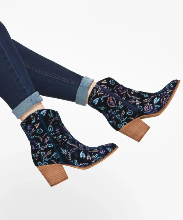 Knee High Boots | Ankle Boots | Boots & Shoes | Sale Boots & Shoes | Top Picks | Top Picks | Women's | Women's Joe Browns Gigi Embroidered Velvet Boots Navy Multi