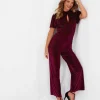 Sale Jumpsuits | Sale Jeans & Trousers | Women's | Women's Joe Browns Greta Velour Jumpsuit Berry