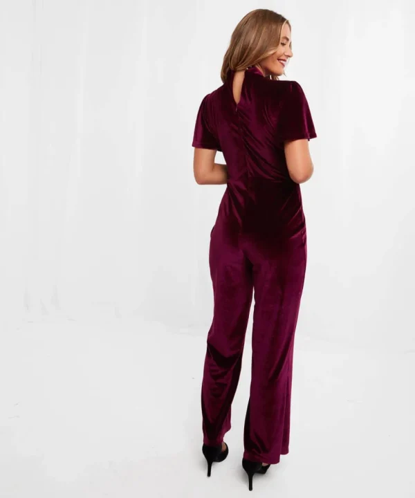 Sale Jumpsuits | Sale Jeans & Trousers | Women's | Women's Joe Browns Greta Velour Jumpsuit Berry