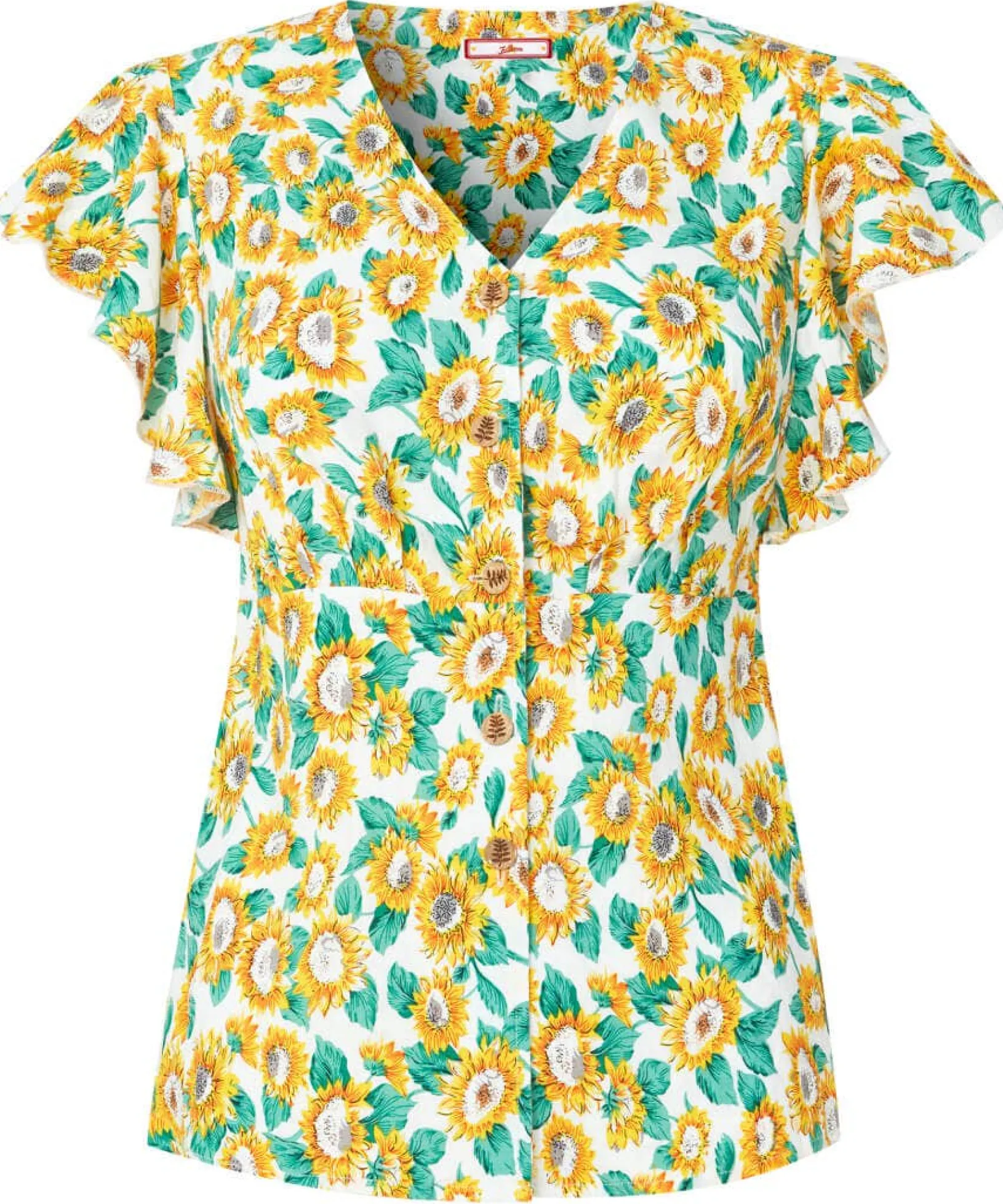happy_sunflower_blouse_1.webp Sale Tops, Tunics & Blouses | Women's Joe Browns Happy Sunflower Blouse White/Yellow