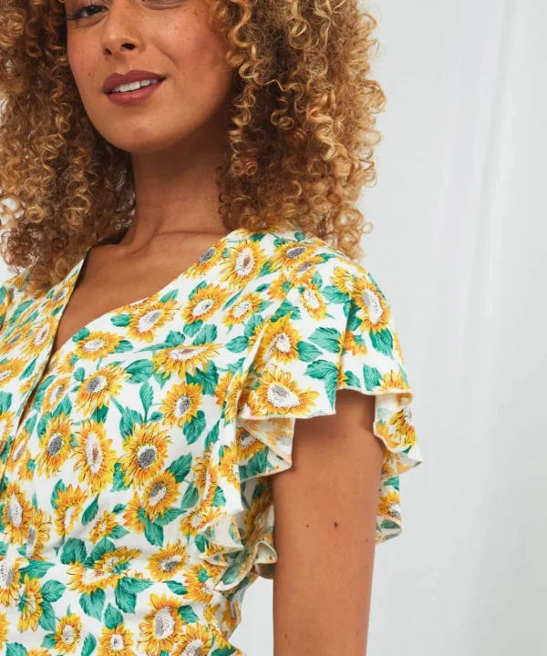 Sale Tops, Tunics & Blouses | Women's Joe Browns Happy Sunflower Blouse White/Yellow