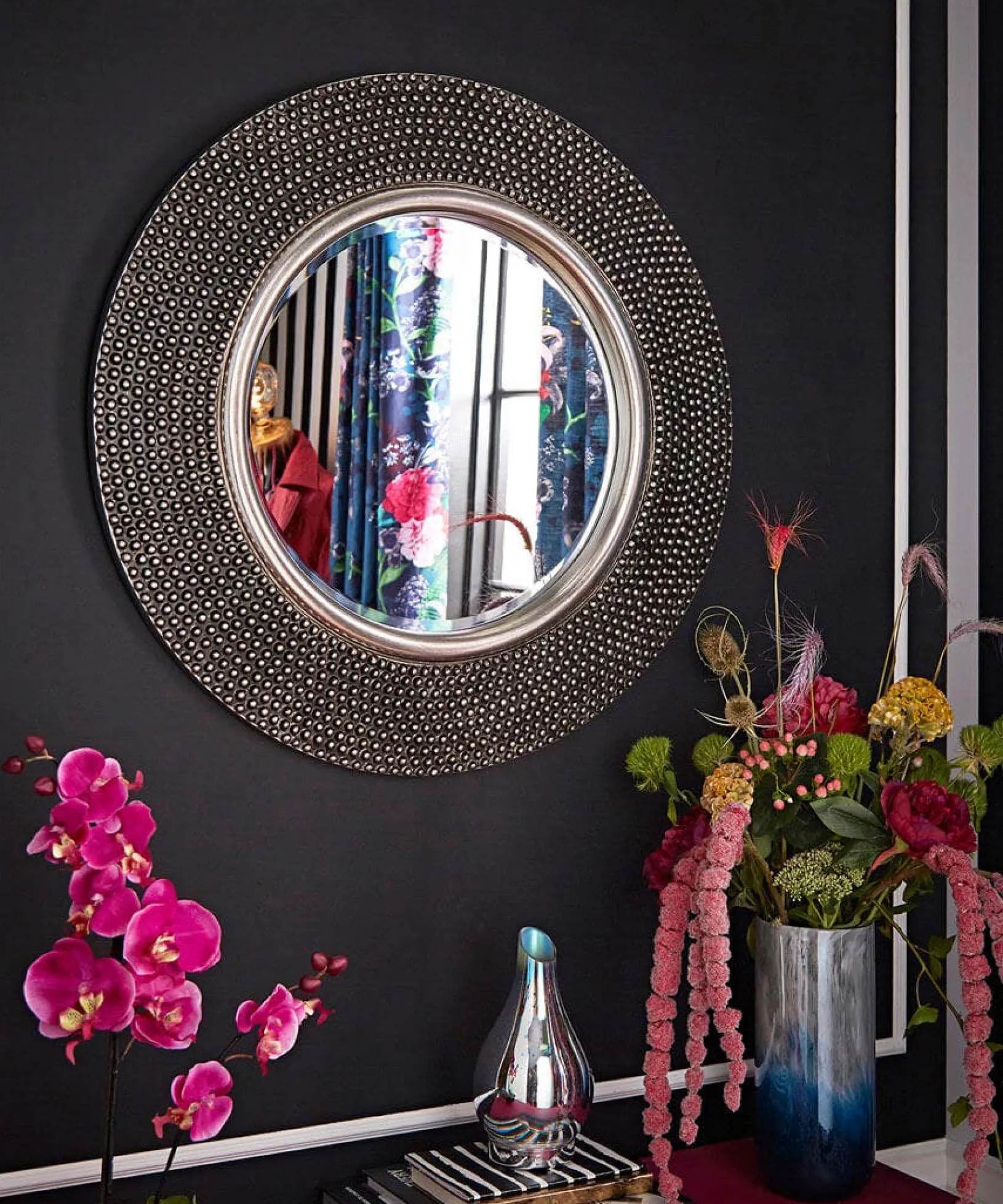 history_clash_round_dimpl_0.webp Mirrors | Home Accessories | Home | Home Joe Browns History Clash Round Dimple Mirror Brass