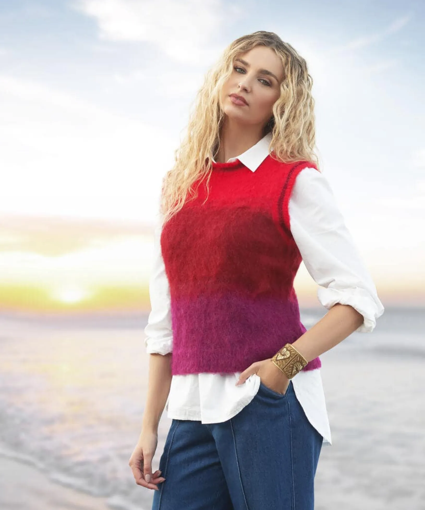 ibiza_ombre_tank_top_2.webp Gifts | Cardigans & Coatigans | Women's | Top Picks Joe Browns Ibiza Ombre Tank Top Red