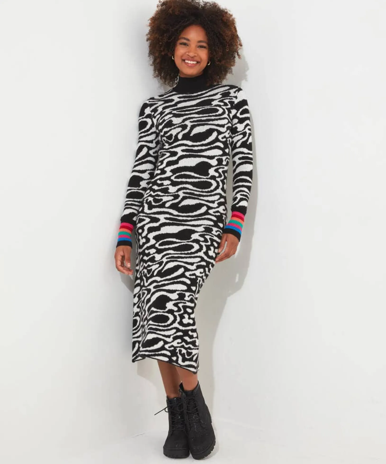 in_a_swirl_jumper_dress_0.webp Shop Women's Collection | Cardigans & Coatigans | Top Picks | Top Picks Joe Browns In A Swirl Jumper Dress Mono