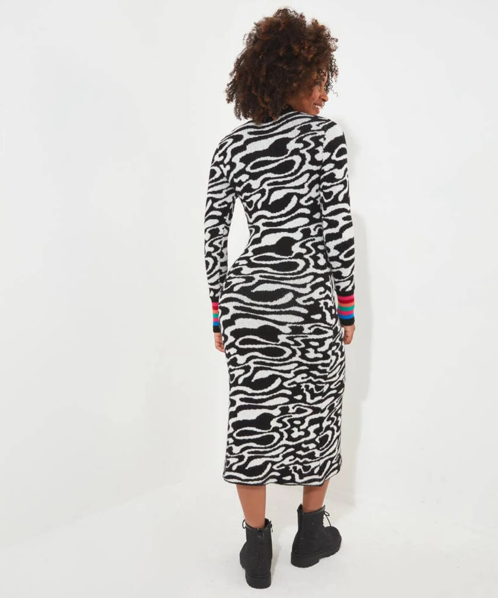 in_a_swirl_jumper_dress_5.webp Shop Women's Collection | Cardigans & Coatigans | Top Picks | Top Picks Joe Browns In A Swirl Jumper Dress Mono