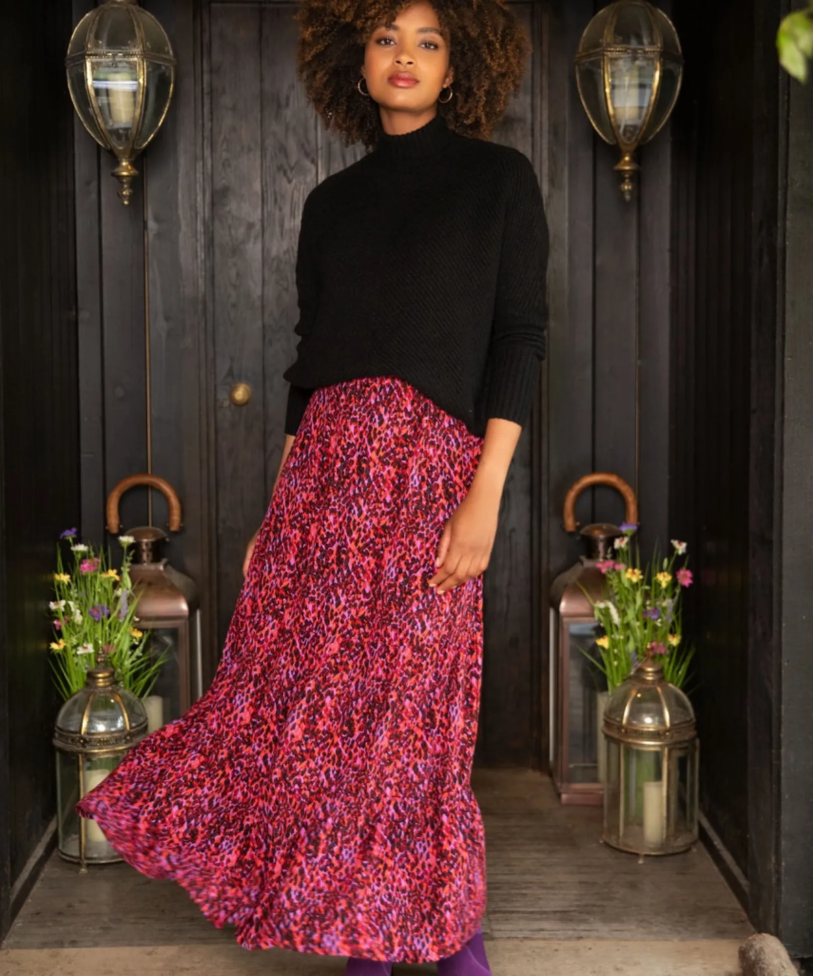 intelligent_animal_tiered_2.webp Skirts | Sale Skirts | Women's | Women's Joe Browns Intelligent Animal Tiered Skirt Pink