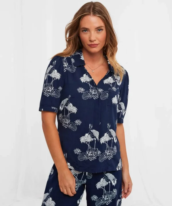 Sale Pyjamas & Loungewear | Women's Joe Browns Intriguing Crane Boutique PJ Top Navy