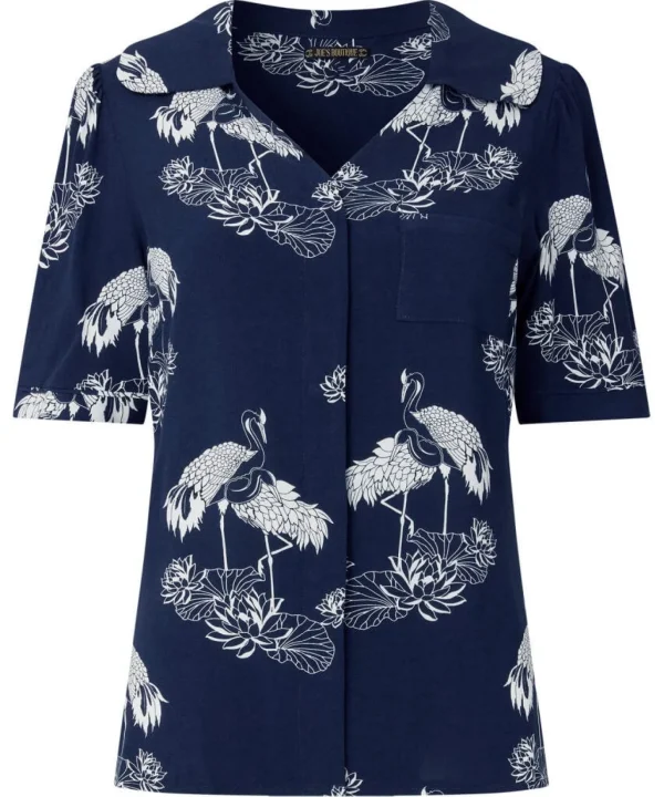 Sale Pyjamas & Loungewear | Women's Joe Browns Intriguing Crane Boutique PJ Top Navy