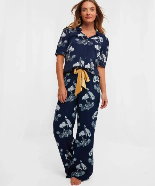 Sale Pyjamas & Loungewear | Women's Joe Browns Intriguing Crane Boutique PJ Top Navy
