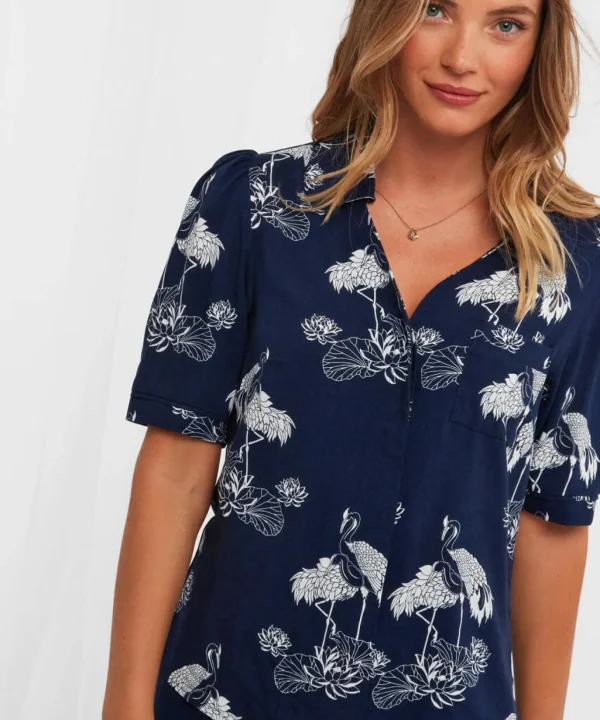 Sale Pyjamas & Loungewear | Women's Joe Browns Intriguing Crane Boutique PJ Top Navy