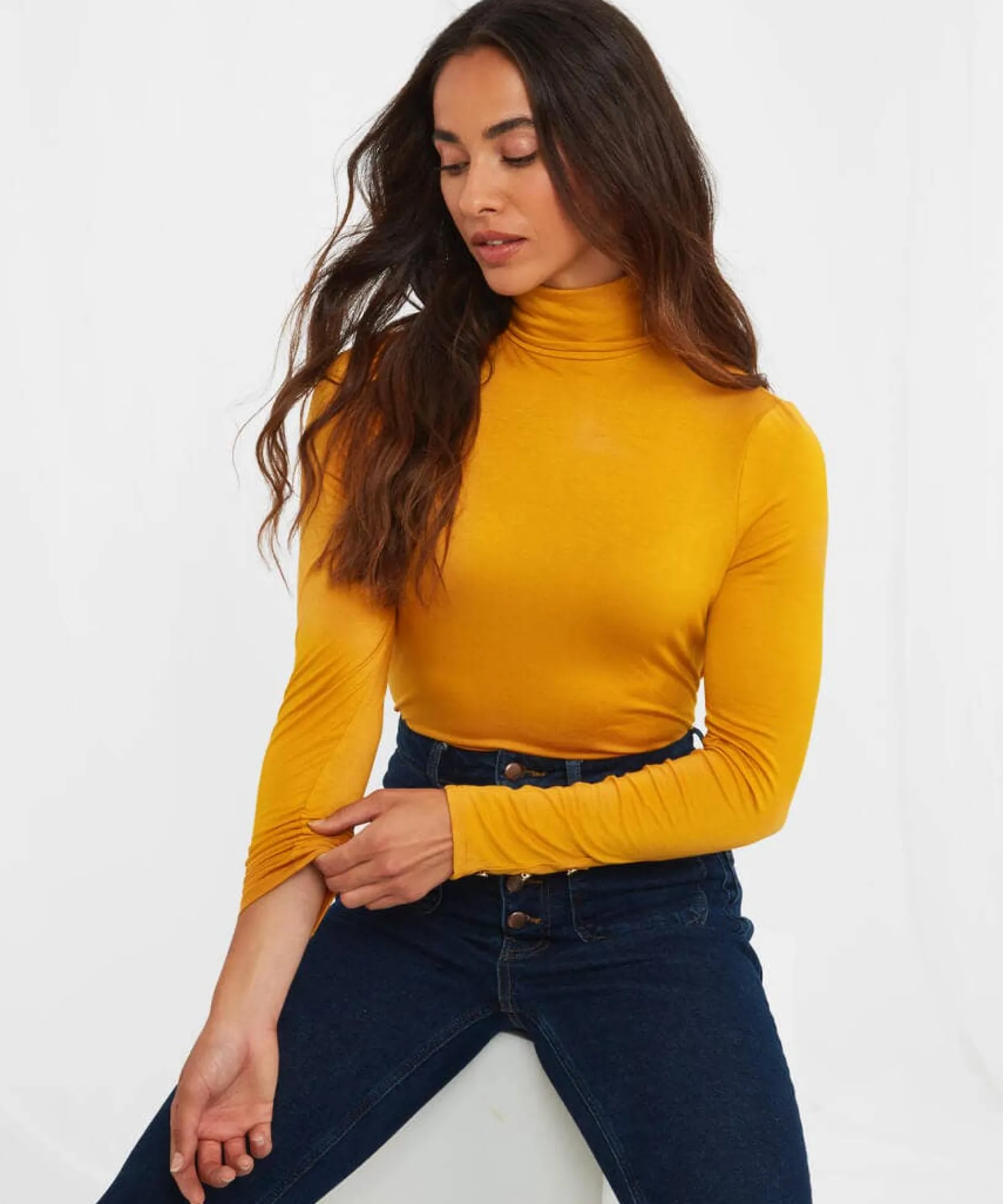 jersey_roll_neck_top_0-1.webp Tops, Tunics & Blouses | Women's Joe Browns Jersey Roll Neck Top Ochre / Orange / Winter White / Berry / Black