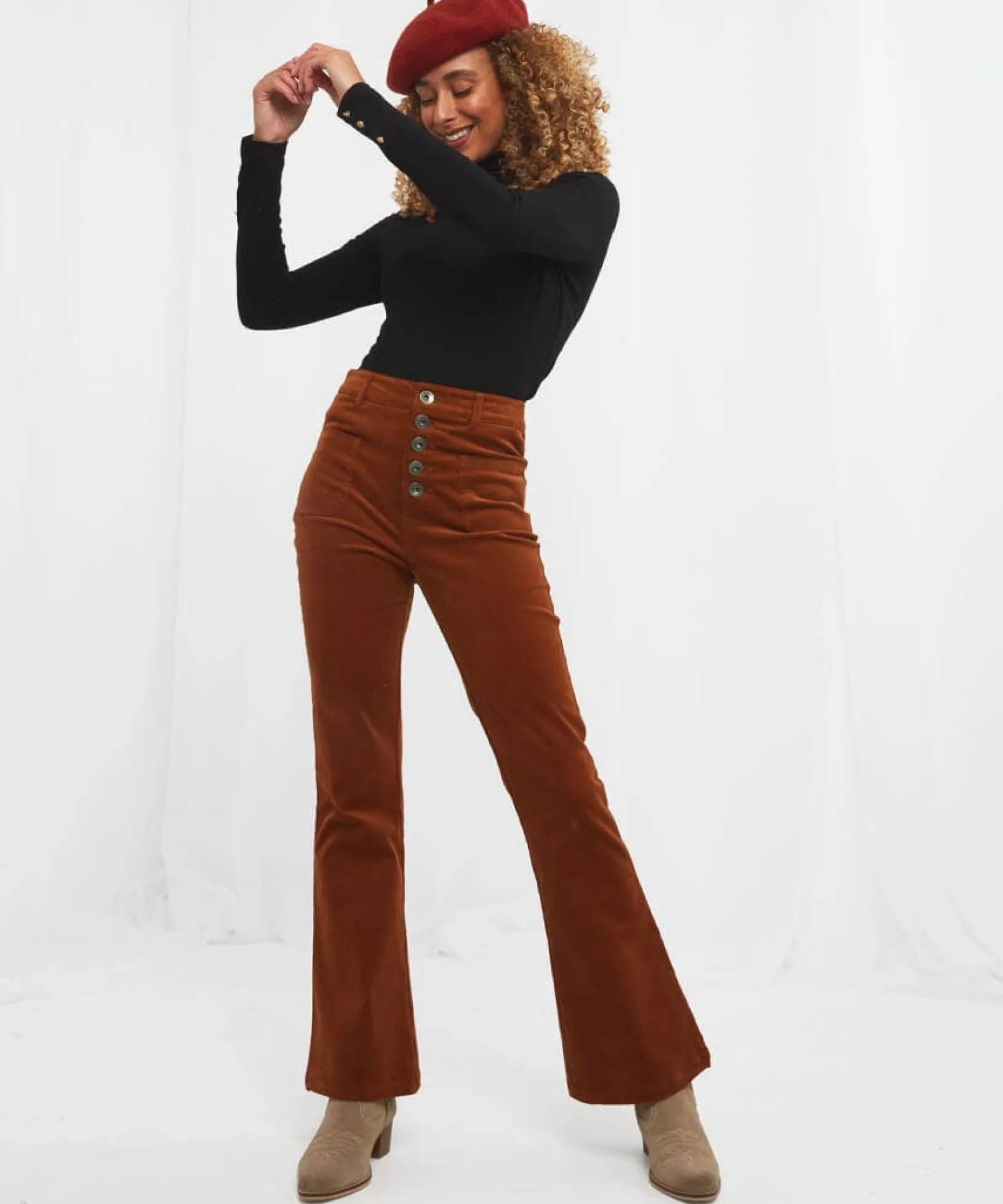 jersey_roll_neck_top_2.webp Tops, Tunics & Blouses | Women's Joe Browns Jersey Roll Neck Top Black / Berry / Orange / Winter White