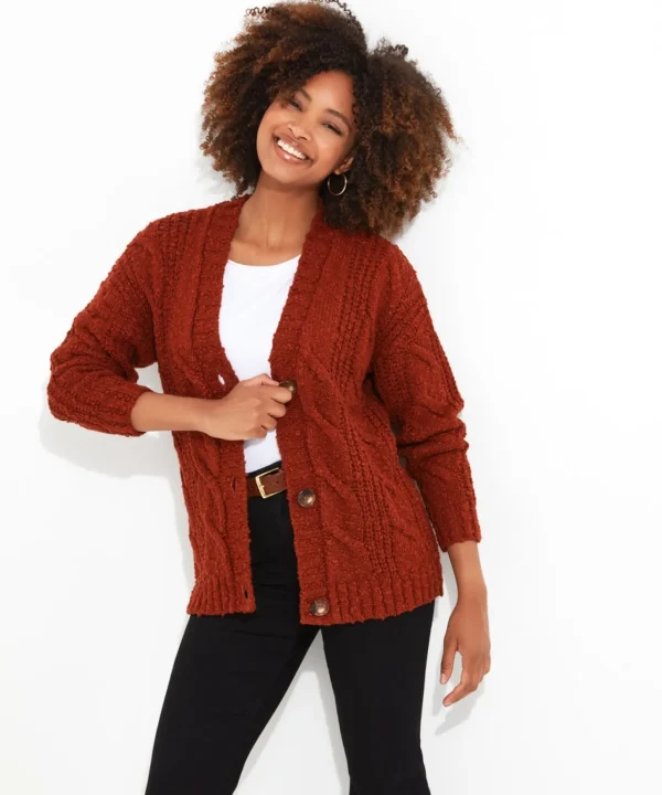 Shop Women's Collection | Cardigans & Coatigans | Sale Knitwear & Jumpers | Top Picks | Top Picks | Women's Joe Browns Joe's Cosy Cable Cardigan Rust