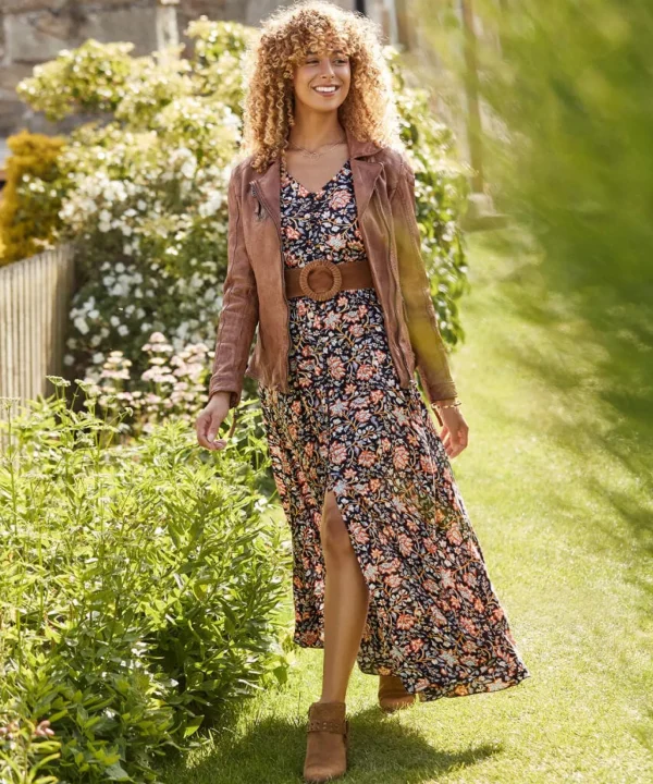 Leather Jackets & Clothing | Coats & Jackets | Sale Leather Jackets | Sale Coats & Jacket | Women's | Women's | Women's | Women's Joe Browns Joe's Favourite Leather Biker Jacket Tan / Deep Pine