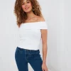 Sale Tops, Tunics & Blouses | Women's Joe Browns Joes Must Have Essential Bardot Top White / Black / Orange