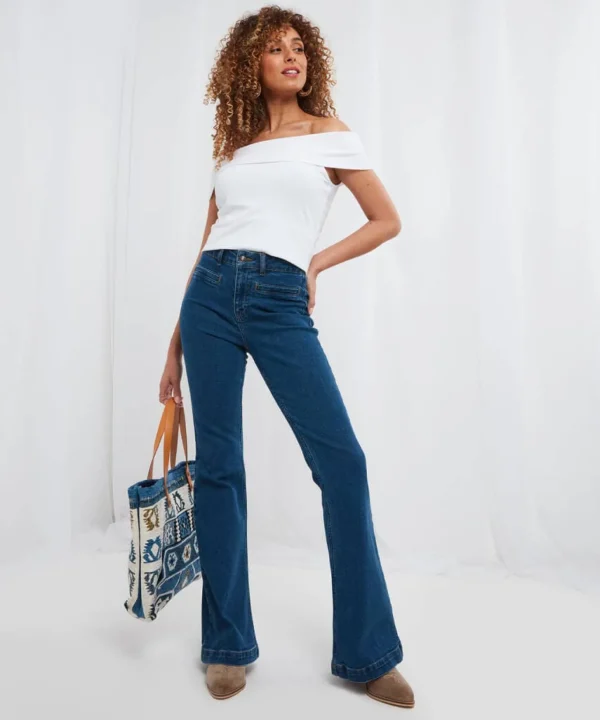Sale Tops, Tunics & Blouses | Women's Joe Browns Joes Must Have Essential Bardot Top White / Black / Orange