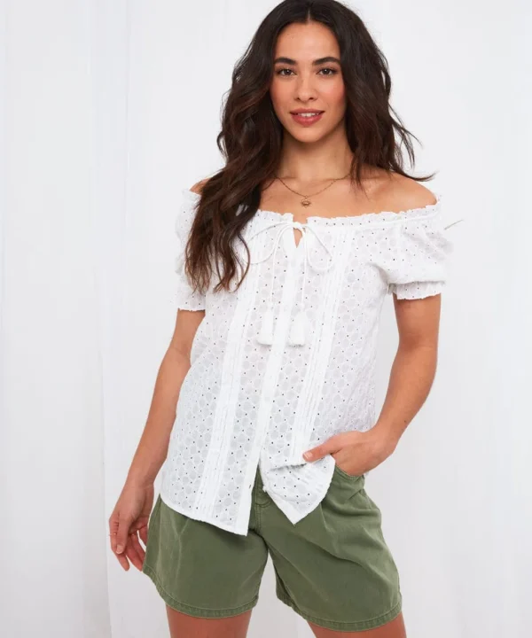 Sale Tops, Tunics & Blouses | Women's Joe Browns Joyful Broderie Blouse White / Black