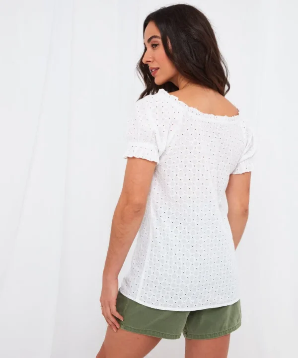 Sale Tops, Tunics & Blouses | Women's Joe Browns Joyful Broderie Blouse White / Black