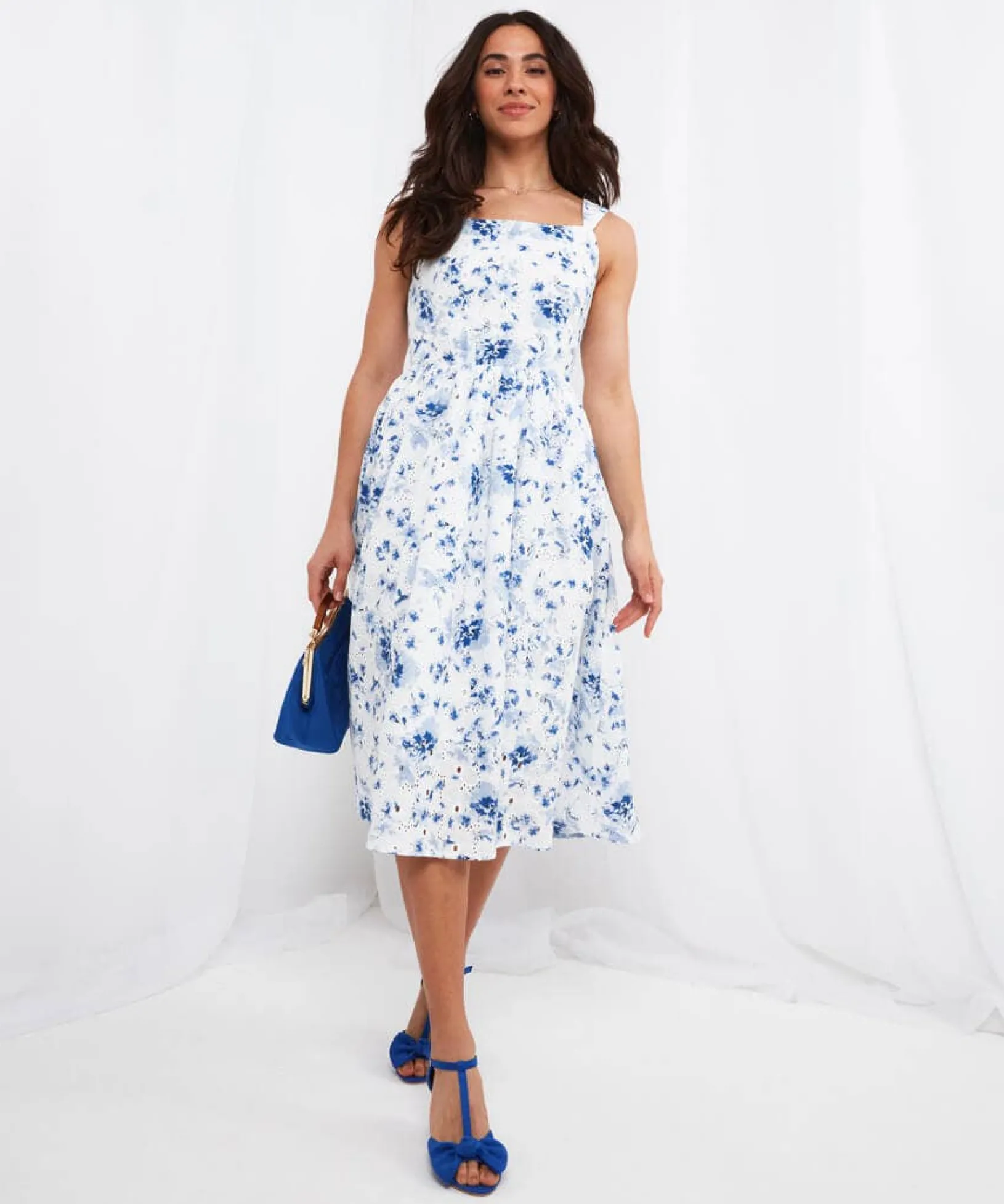 kiera_broderie_dress_2.webp Sale Dresses | Women's Joe Browns Kiera Broderie Dress Blue