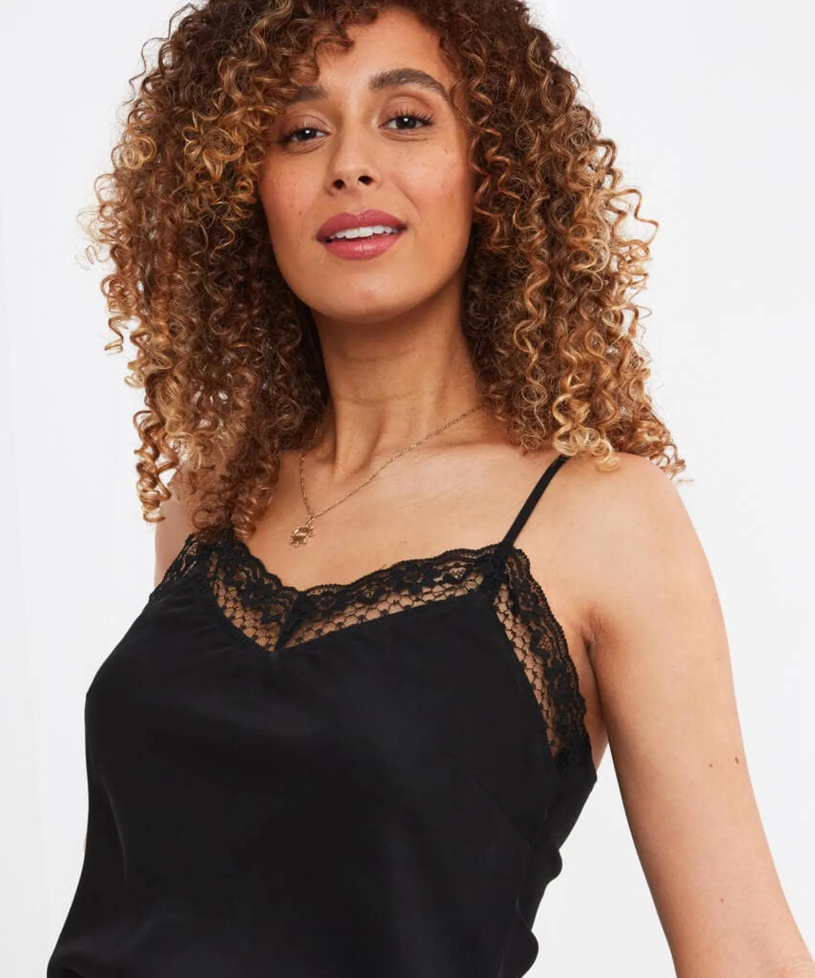 lace_trim_cami_vest_4.webp Tops, Tunics & Blouses | Sale Tops, Tunics & Blouses | Women's | Women's Joe Browns Lace Trim Cami Vest Black / Orange