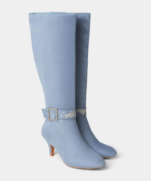Sale Boots & Shoes | Women's Joe Browns Lakeside Embroidered Detail Boots Pale Blue
