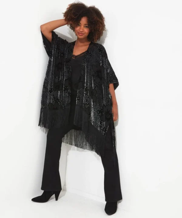 Occasion Outfits | Gifts | Cardigans & Coatigans | Accessories & Jewellery | Sale Accessories & Jewellery | Top Picks | Women's | Top Picks | Women's | Women's Joe Browns Lara Burn Out Tassel Kimono Silver/Black