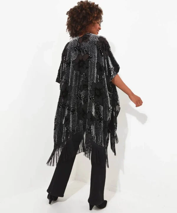 Occasion Outfits | Gifts | Cardigans & Coatigans | Accessories & Jewellery | Sale Accessories & Jewellery | Top Picks | Women's | Top Picks | Women's | Women's Joe Browns Lara Burn Out Tassel Kimono Silver/Black