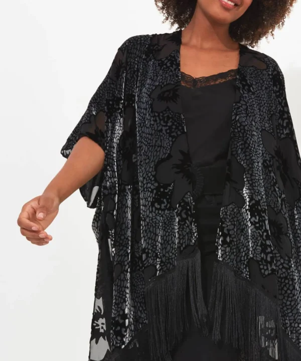 Occasion Outfits | Gifts | Cardigans & Coatigans | Accessories & Jewellery | Sale Accessories & Jewellery | Top Picks | Women's | Top Picks | Women's | Women's Joe Browns Lara Burn Out Tassel Kimono Silver/Black