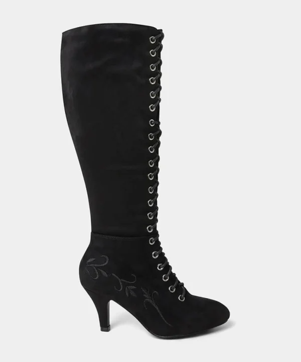 Knee High Boots | Party Footwear | Boots & Shoes | Top Picks | Top Picks | Women's Joe Browns Layla Lace Up Embroidered Boots Black