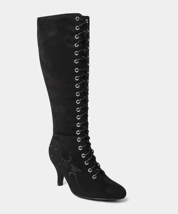 Knee High Boots | Party Footwear | Boots & Shoes | Top Picks | Top Picks | Women's Joe Browns Layla Lace Up Embroidered Boots Black