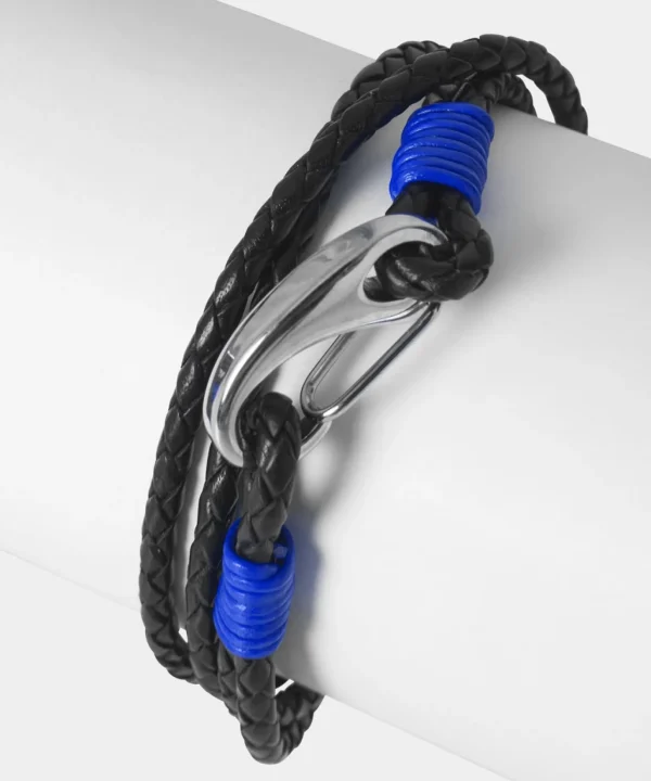 Accessories | Men，s Joe Browns Leather Colour Bound Bracelet Black/Cobalt / Dark Grey/Magenta