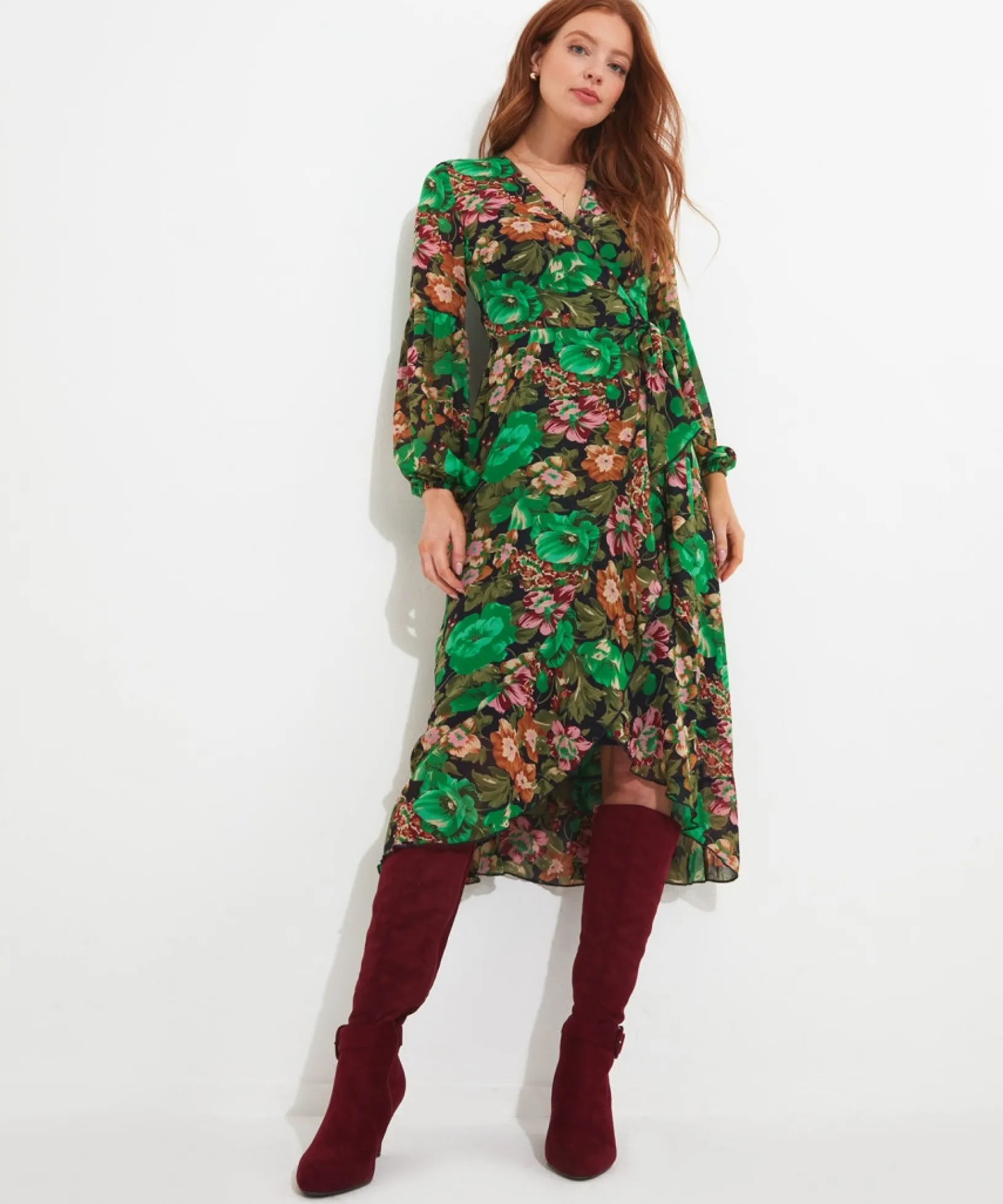 lily_printed_wrap_dress_0.webp Midi Dresses | Dresses | Sale Dresses | Top Picks | Women's | Women's Joe Browns Lily Printed Wrap Dress Multi