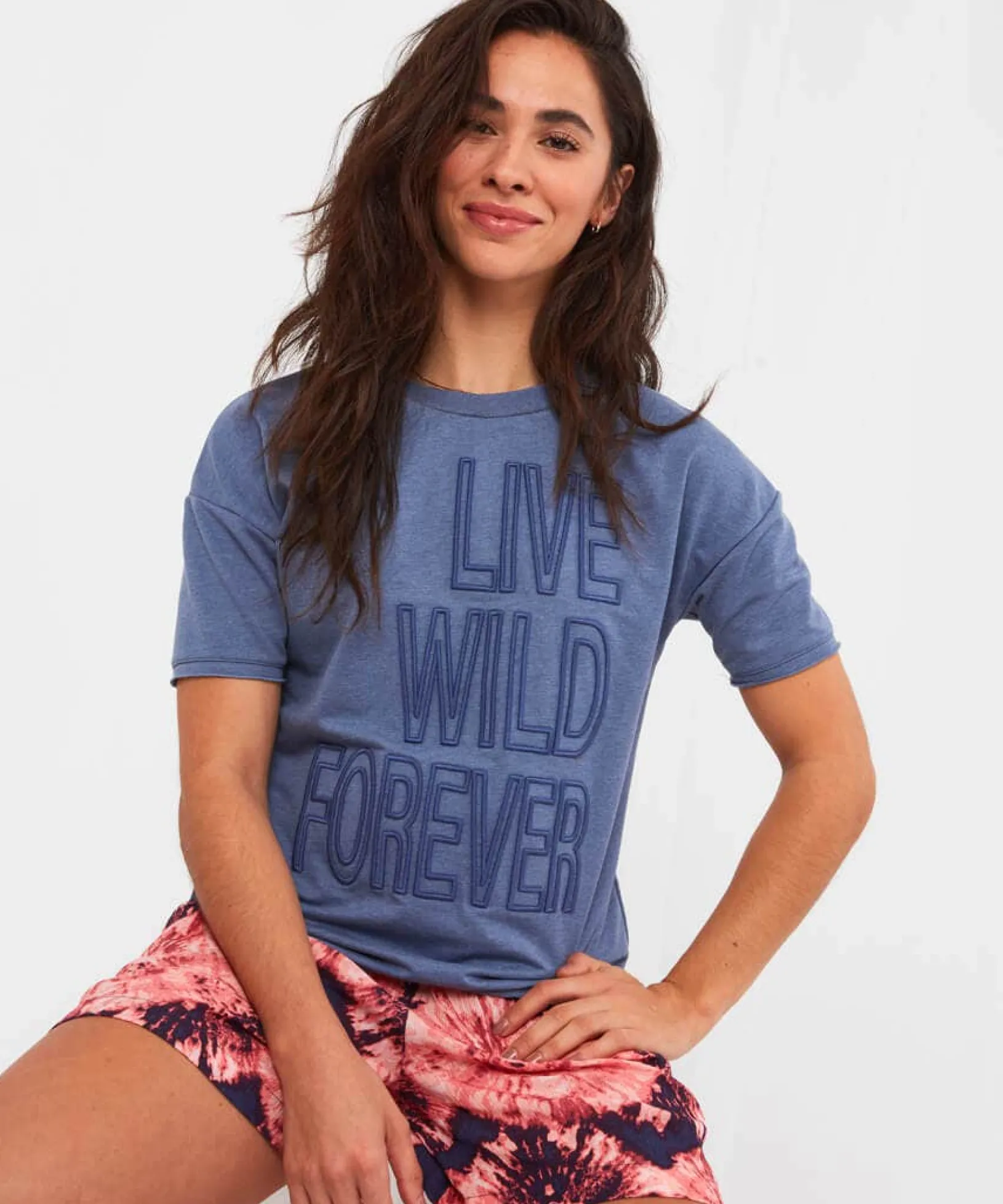 live_wild_forever_tee_2.webp Pyjamas & Loungewear | Tops, Tunics & Blouses | Sale Pyjamas & Loungewear | Sale Tops, Tunics & Blouses | Women's | Women's | Women's | Women's Joe Browns Live Wild Forever Tee Blue